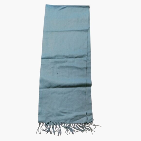 Light Blue Scarf Fringe Edges Soft Lightweight - Picture 6 of 6